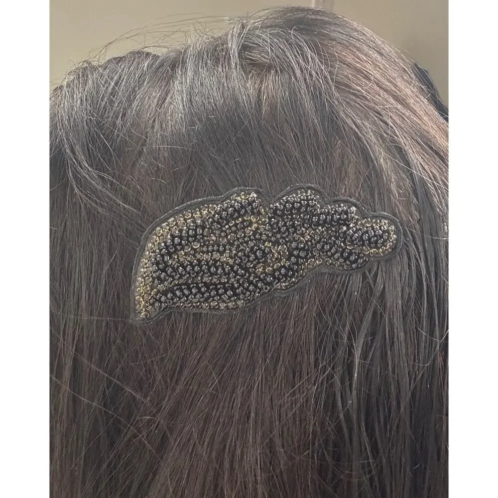 Jane Tran 2010 Black Beaded Embellished Statement Hair Barrette Clip